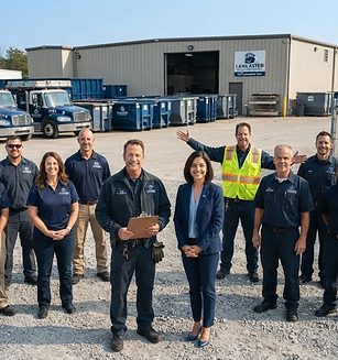 The Lancaster Dumpster Services team with the trucks
