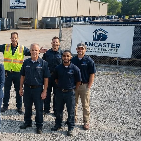 Lancaster Dumpster Services truck and roll-off container ready for a yard clean-up